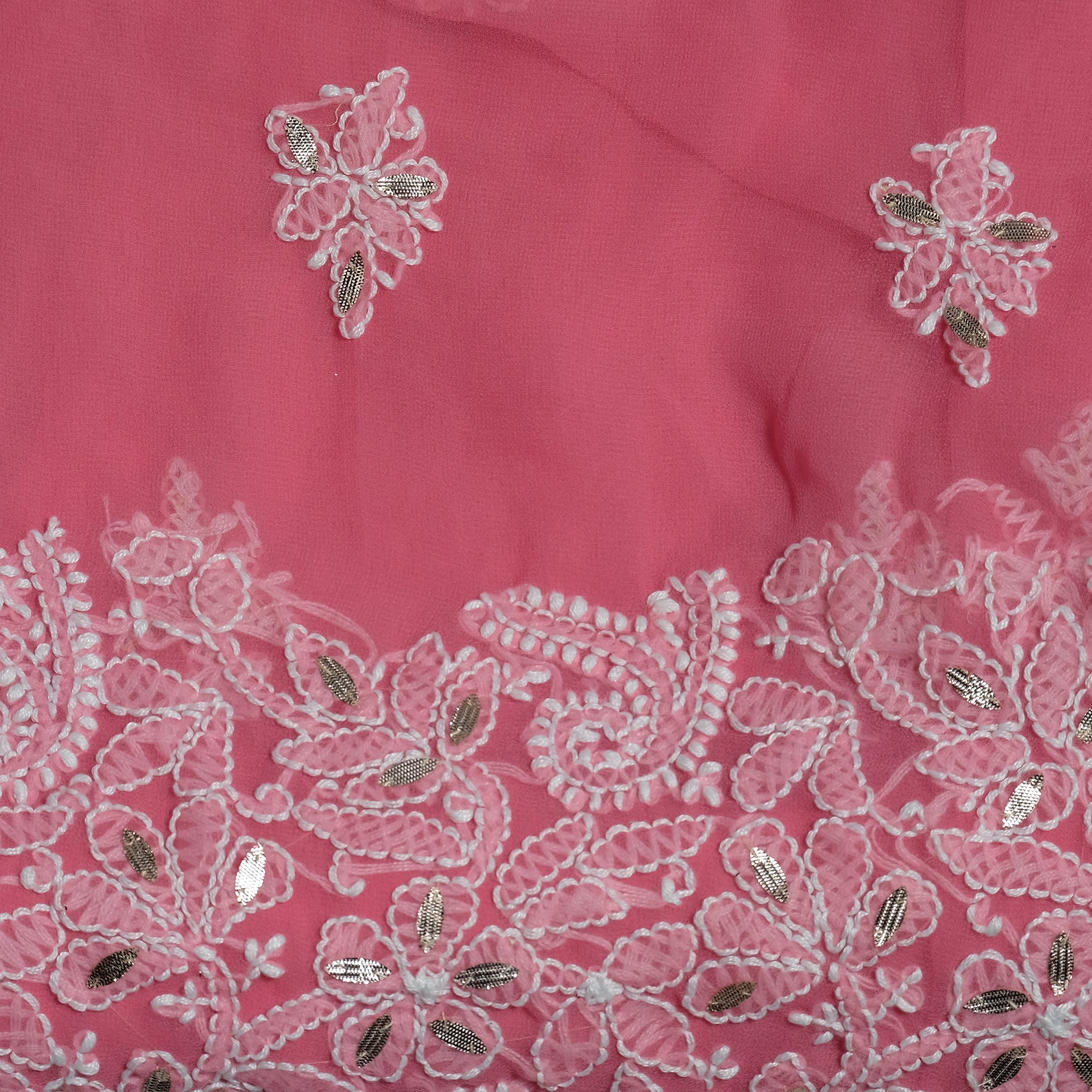 Pink Georgette Gotta Patti Hand-Embroidered Shirt