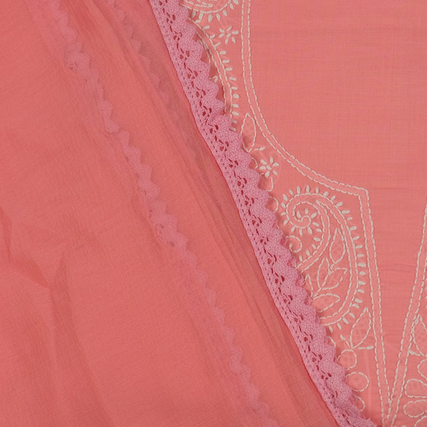 Pink Cotton Suit with Lucknowi Chikankari Embroidery