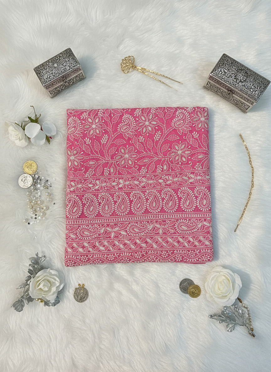 Pink Georgette Gotta Patti Hand-Embroidered Shirt
