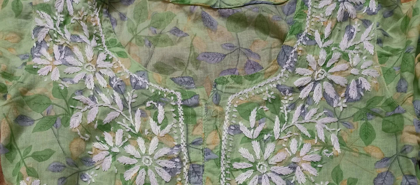 Green Cotton Printed Kurti