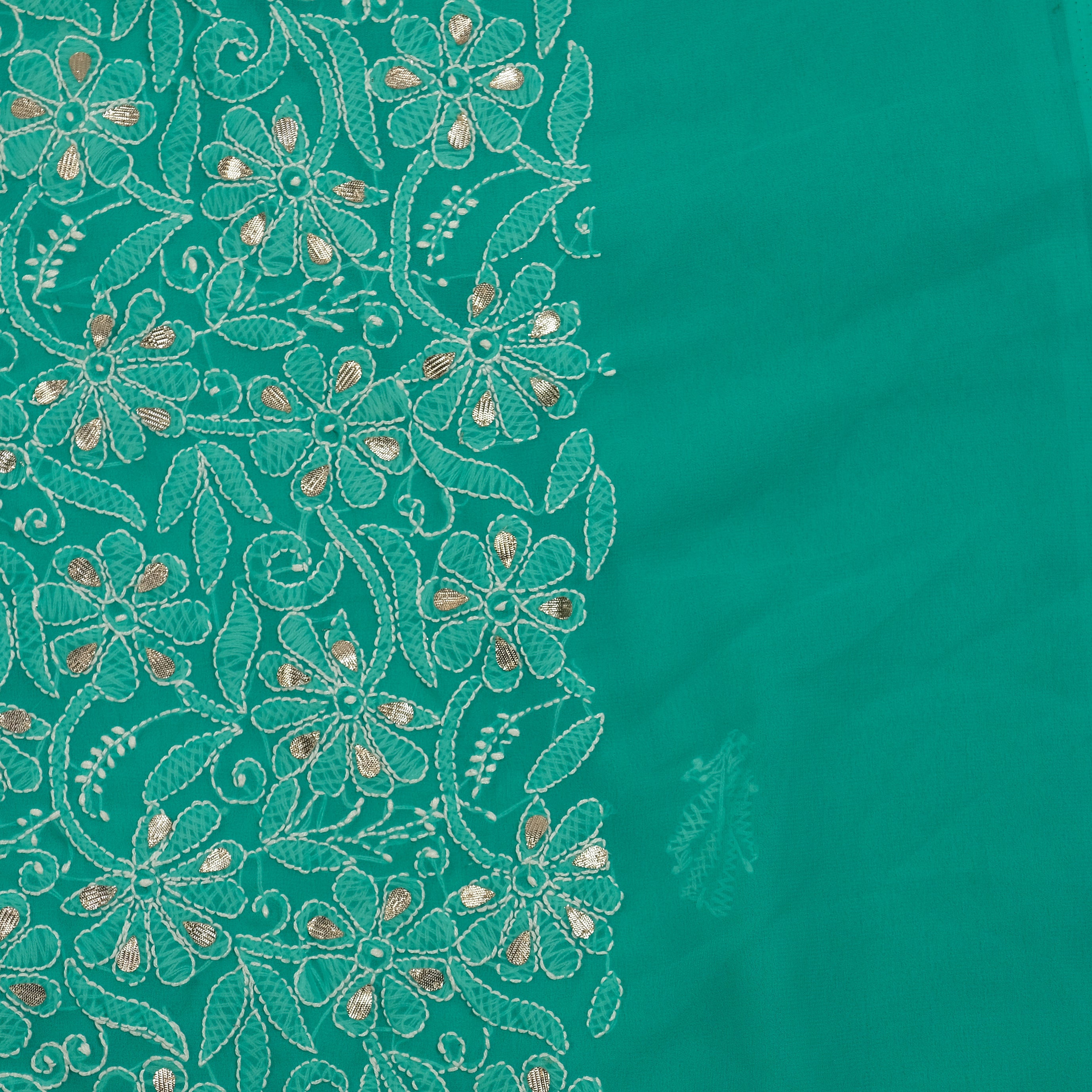 Turquoise Lucknowi Chikankari Gotta Patti 3-Piece Suit