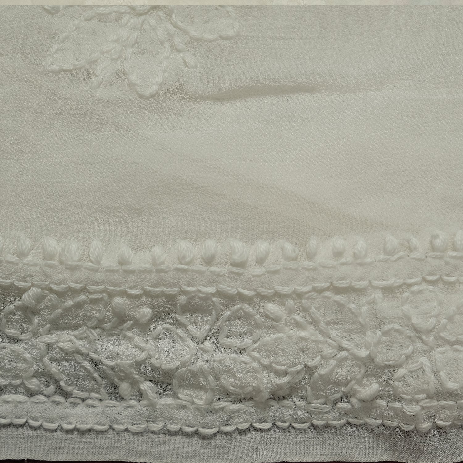 White Georgette Parsi Work Hand-Embroidered Suit