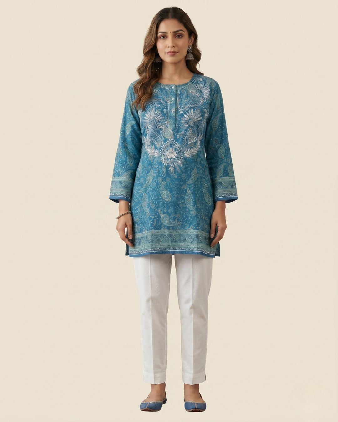 Blue Mirage Crepe Short Kurta