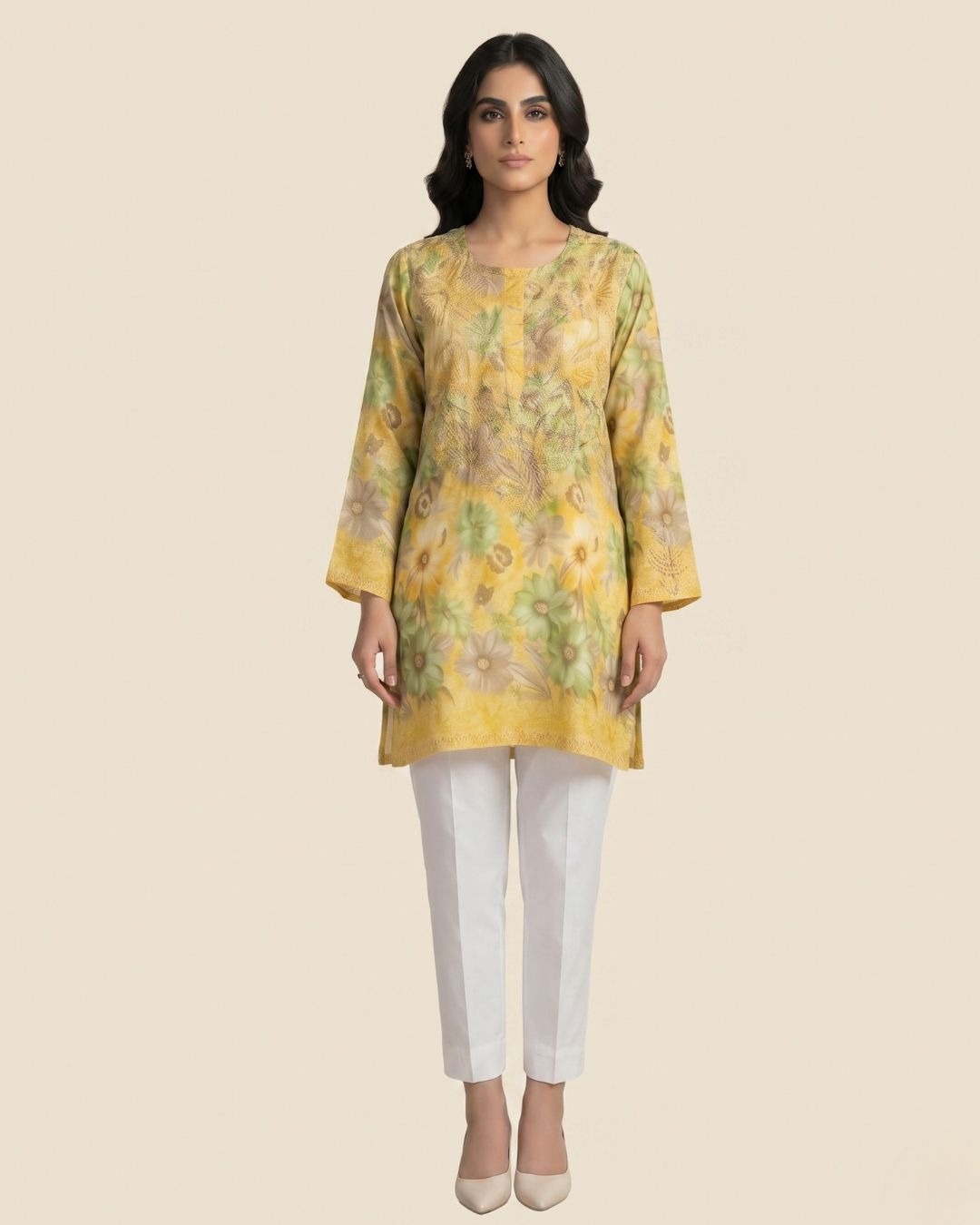 Sunlit Bloom Crepe Short Kurta
