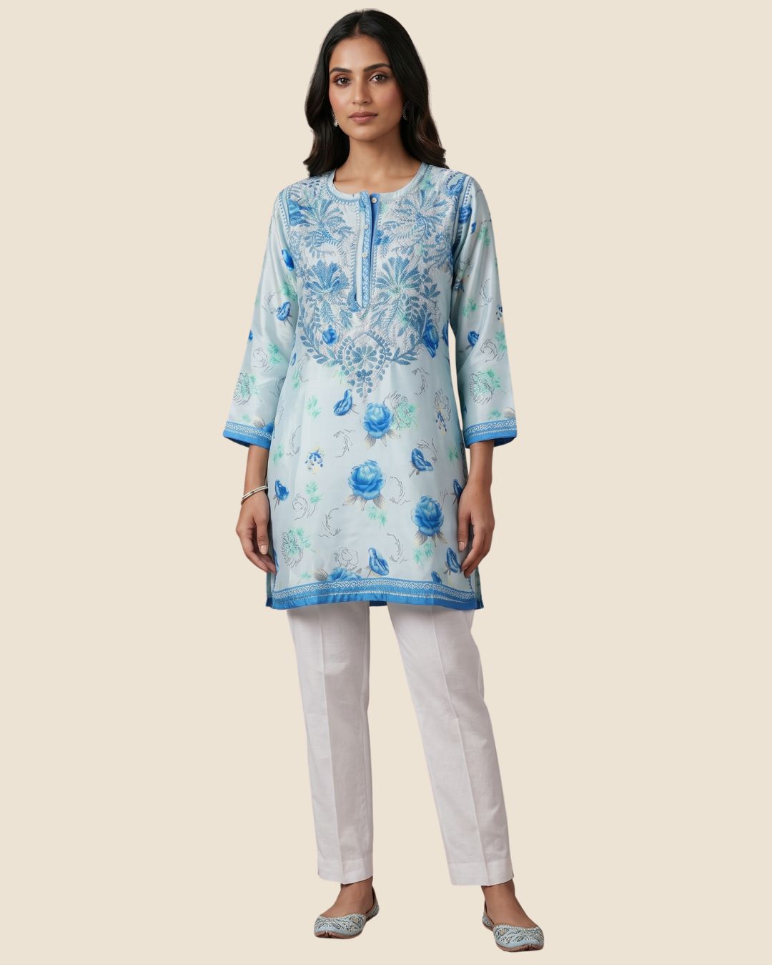Bluebell Bloom Crepe Short Kurta