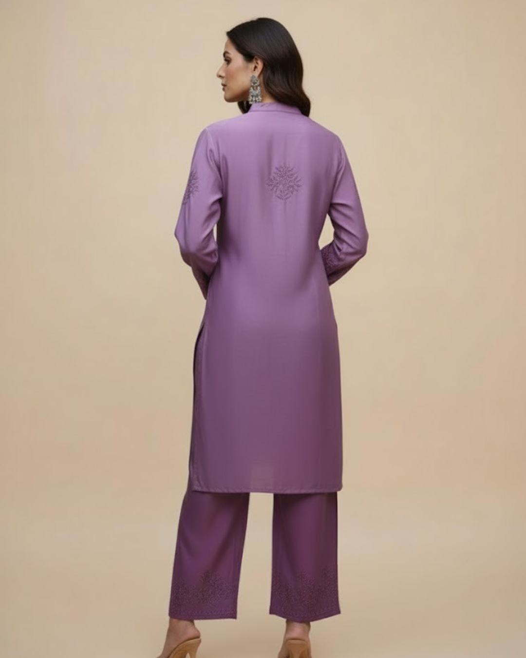 Purple Ombre Chikankari Rayon Co-Ord Set – Chikan Weavers