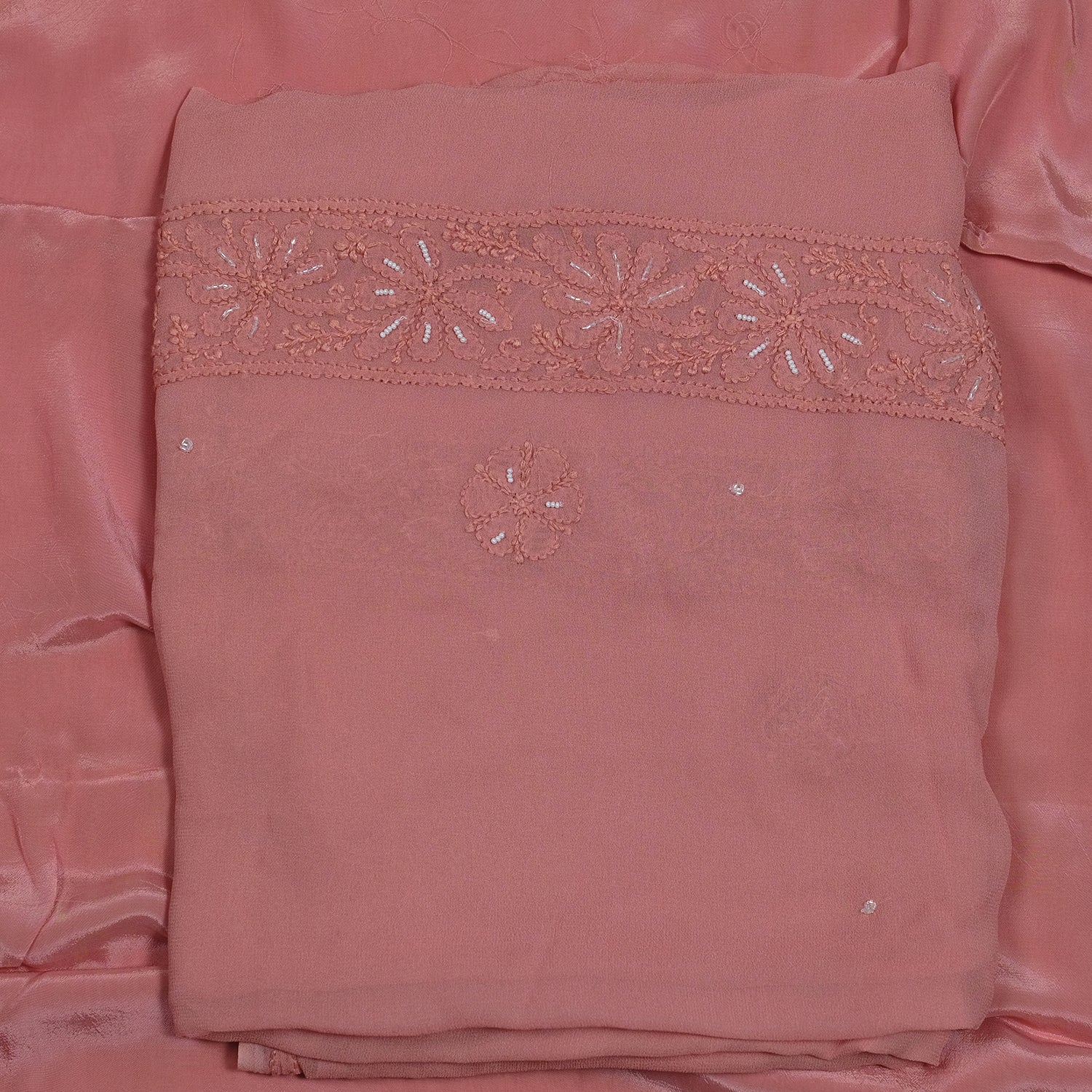 Dusty Pink Viscose Lucknowi Chikankari Suit with Dupatta