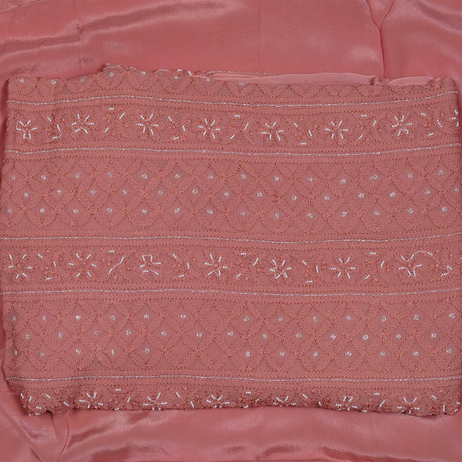 Dusty Pink Viscose Lucknowi Chikankari Suit with Dupatta