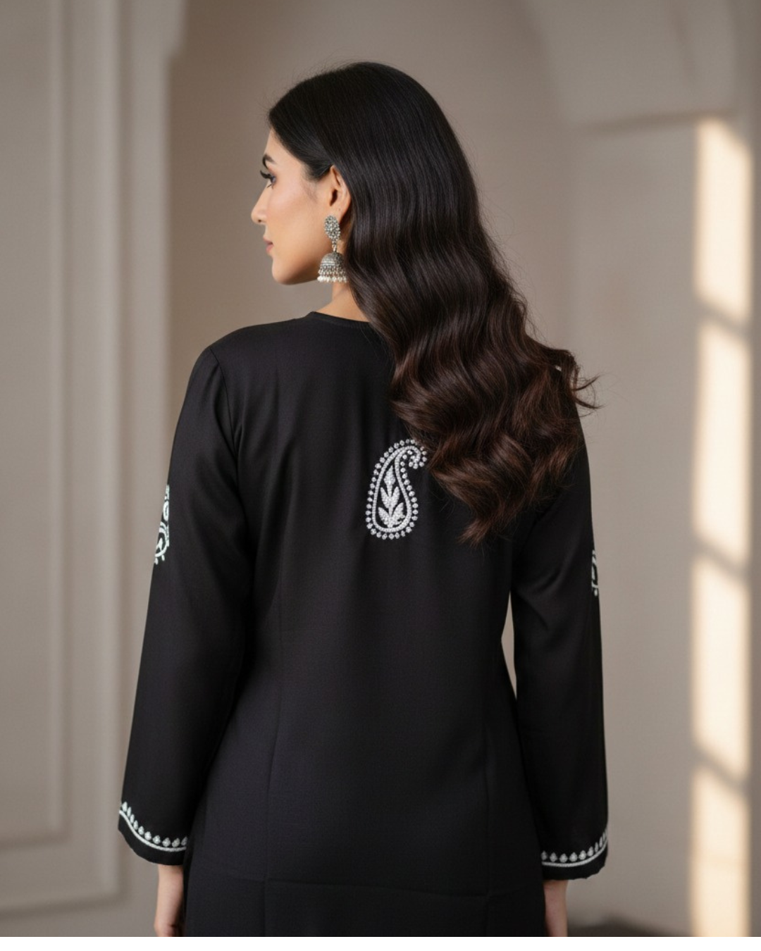 Black  Chikankari Short Kurti / Top