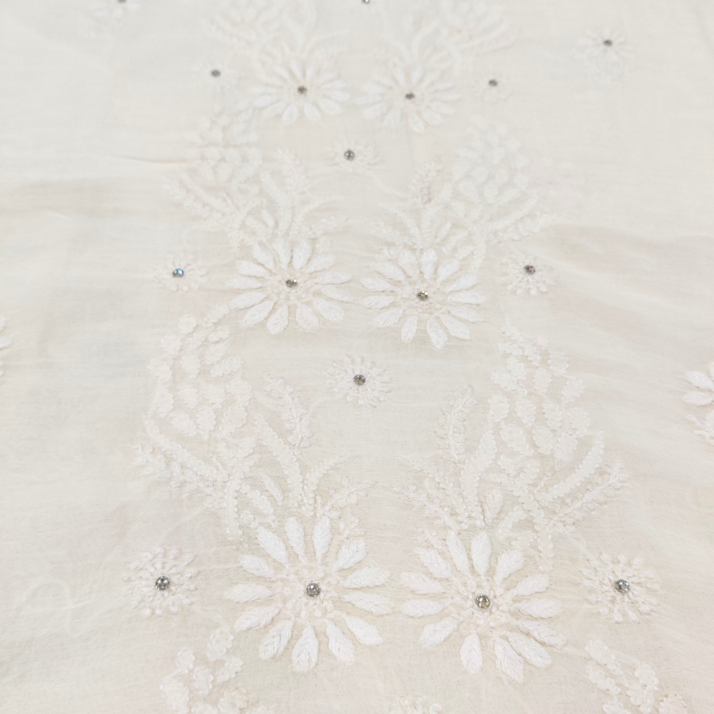 Mul Chanderi Chikankari Shirt with Dupatta – Stone Work Detailing