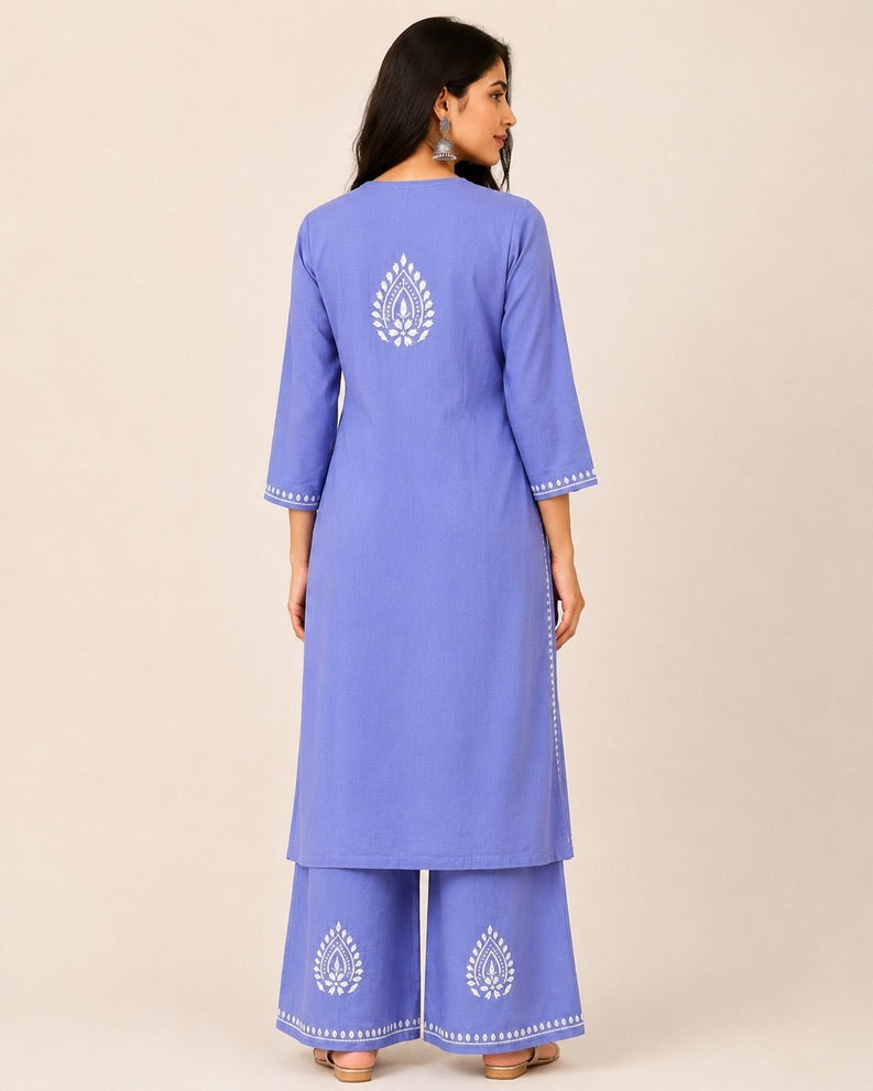 Premium Modal Embroidered Plazzo Set for Women | Lavender